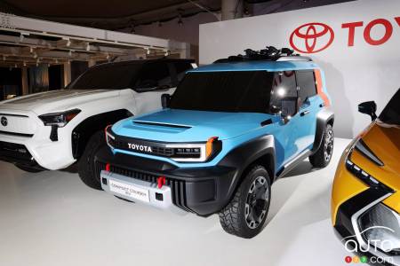 The Toyota Compact Cruiser EV concept, three-quarters front